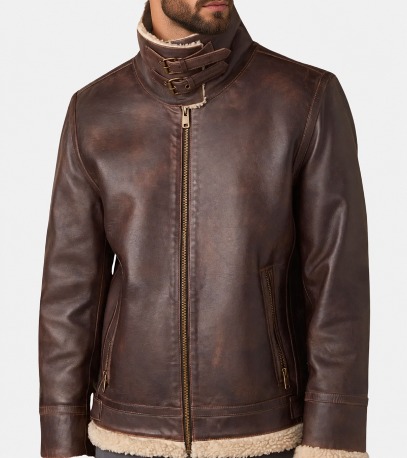 Mathew Men's Sherpa Leather Jacket