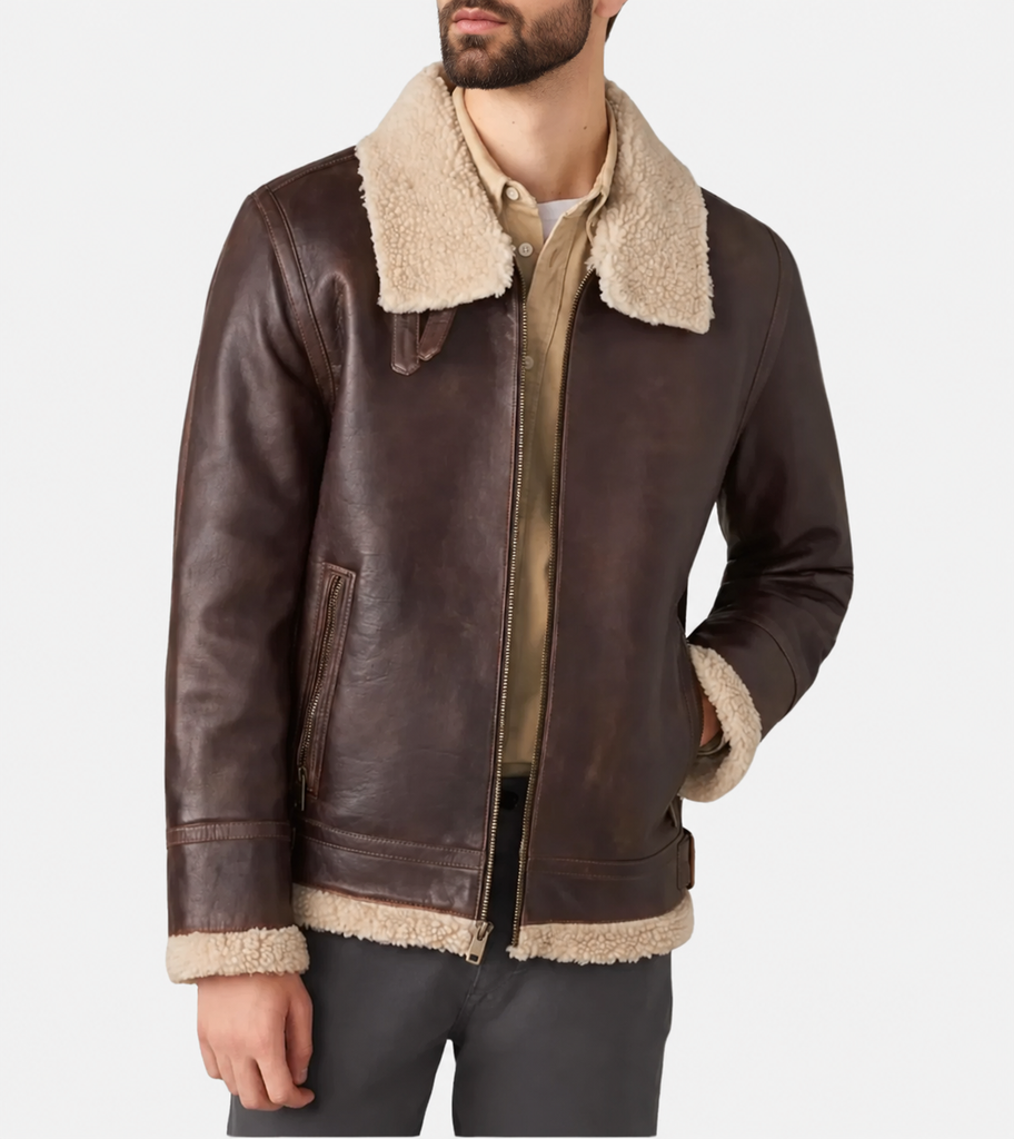 Mathew Men's Sherpa Leather Jacket
