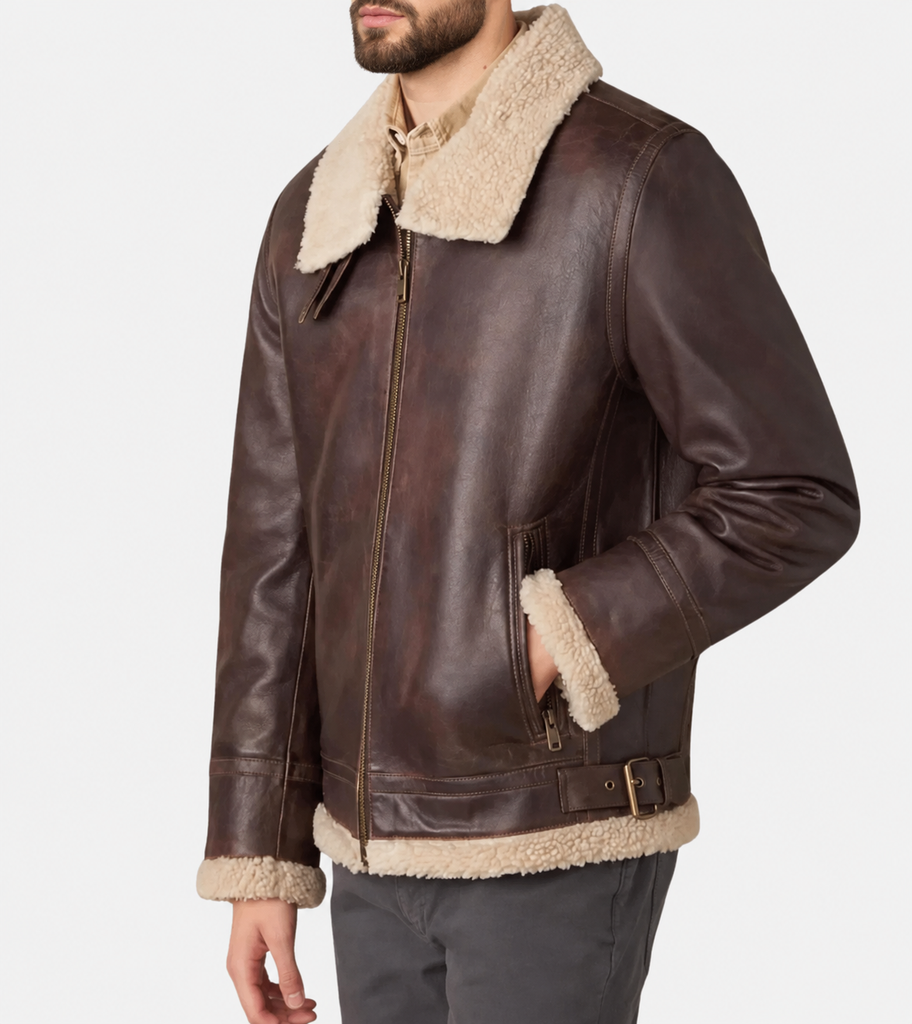 Mathew Men's Sherpa Leather Jacket