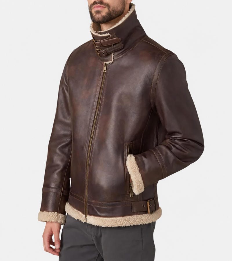 Mathew Men's Sherpa Leather Jacket
