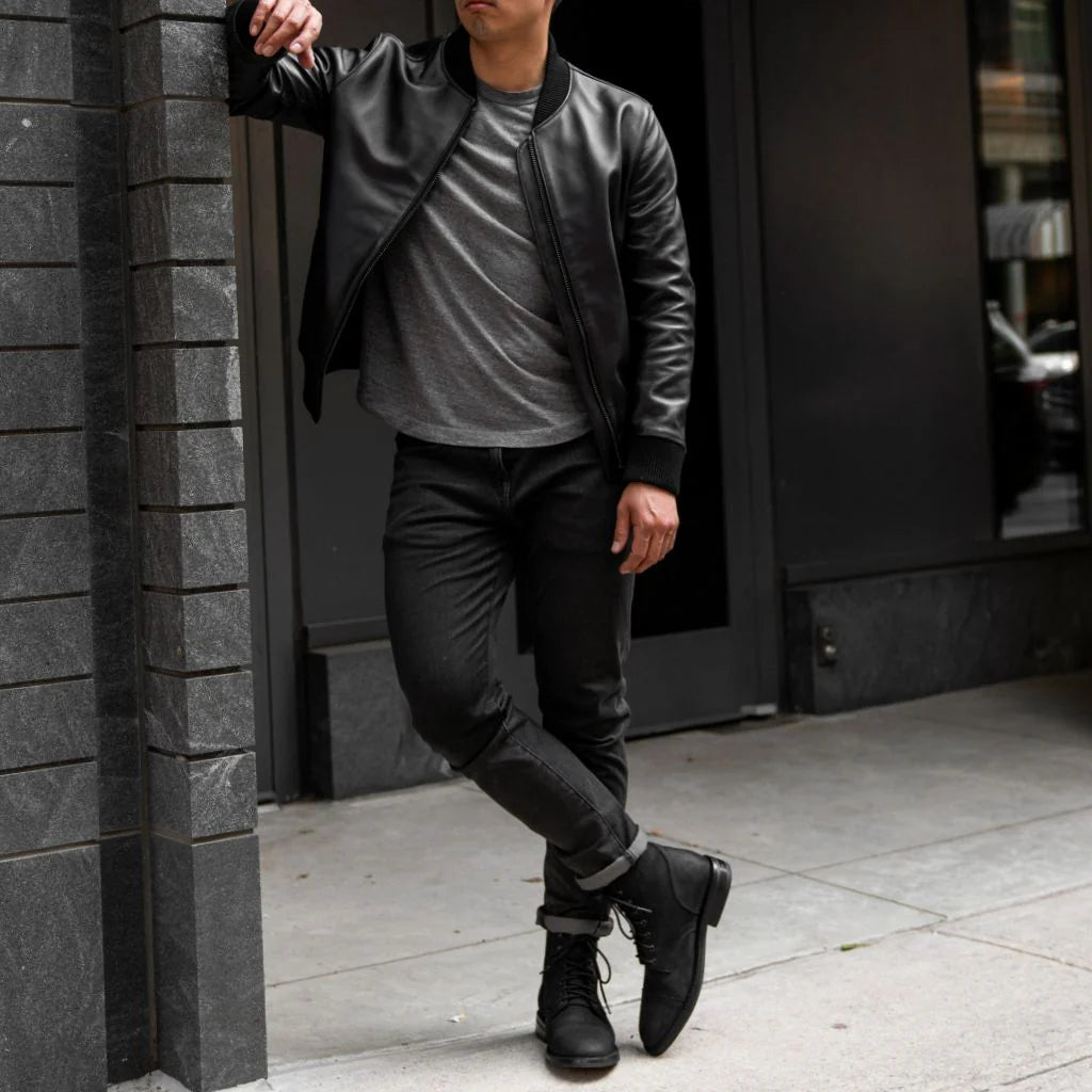 Addison Signature Leather Bomber Jacket