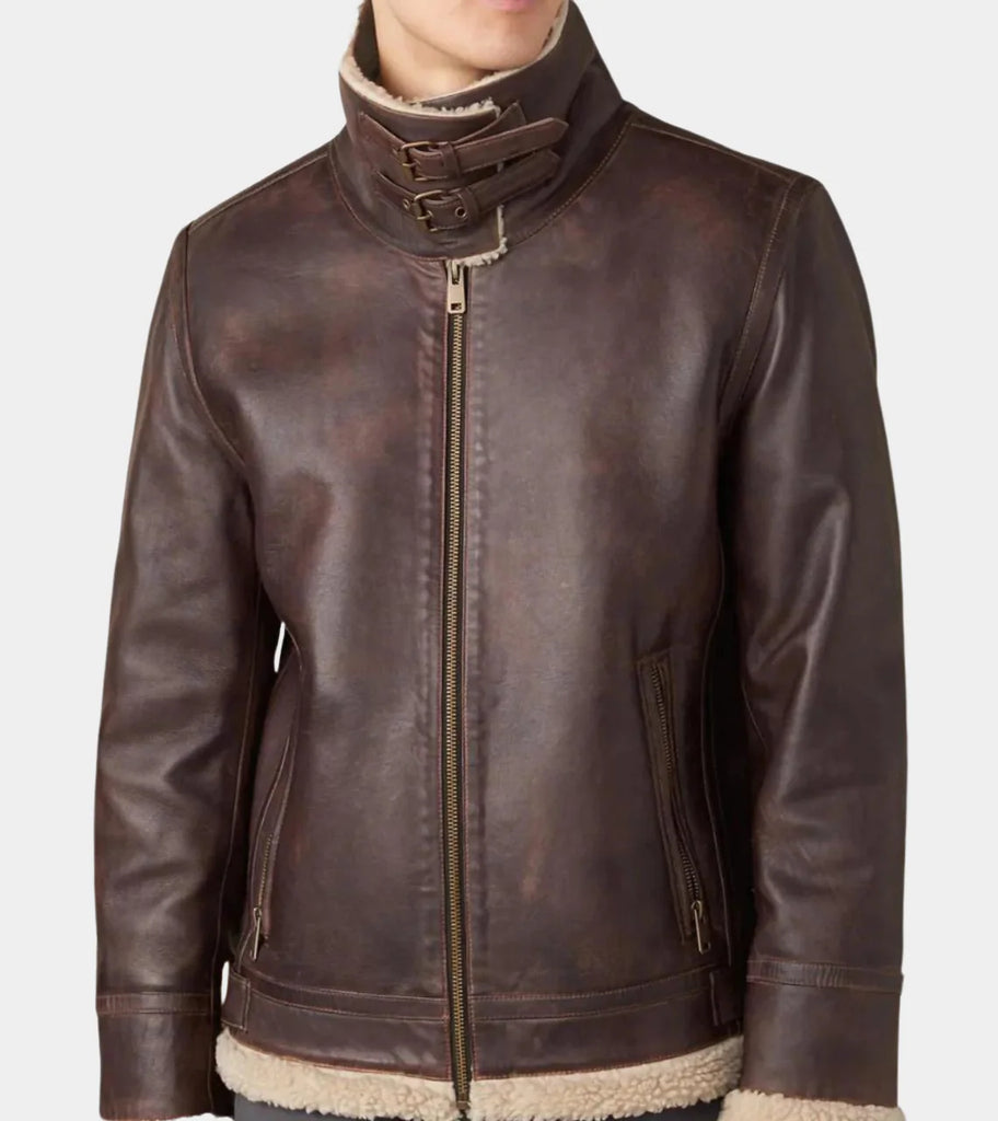 Mathew Men's Sherpa Leather Jacket
