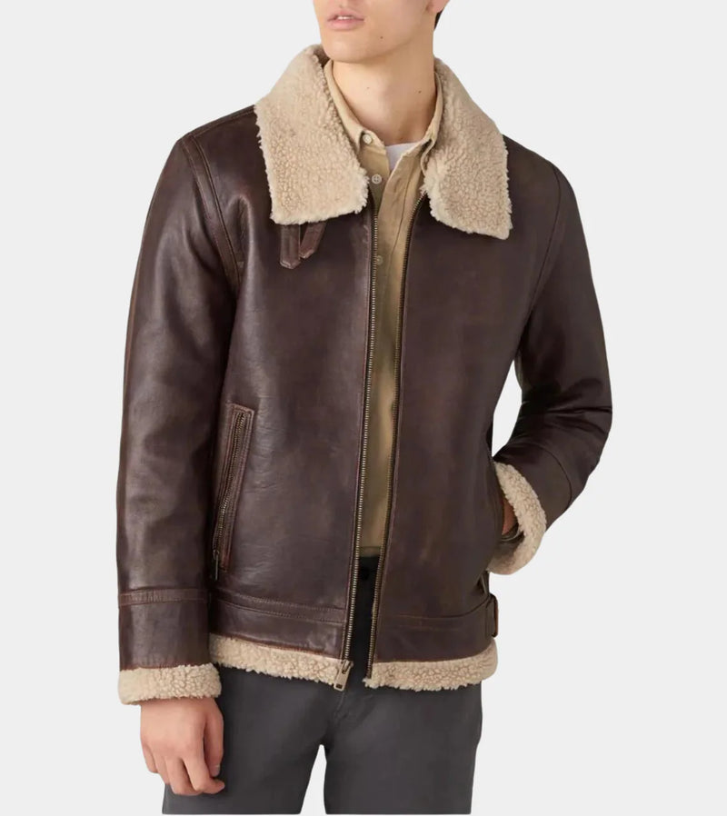 Mathew Men's Sherpa Leather Jacket