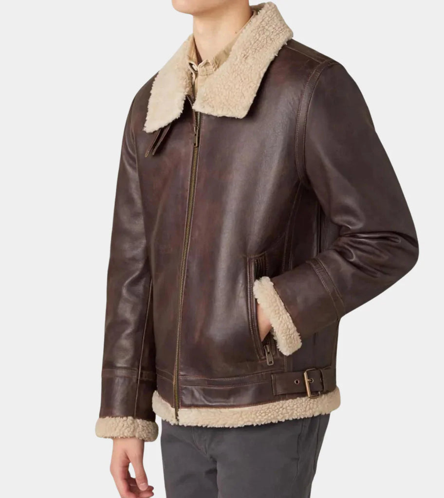 Mathew Men's Sherpa Leather Jacket