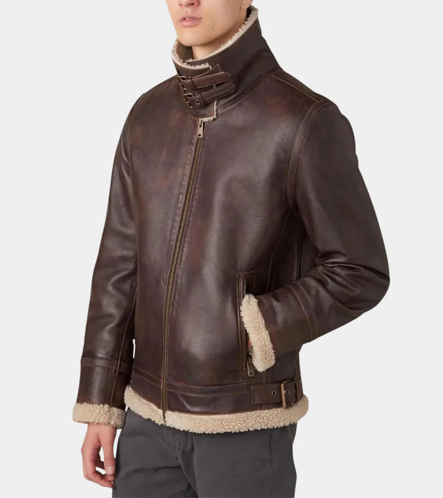 Mathew Men's Sherpa Leather Jacket