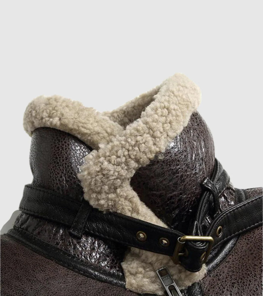 Nordic Shearling Leather Coat