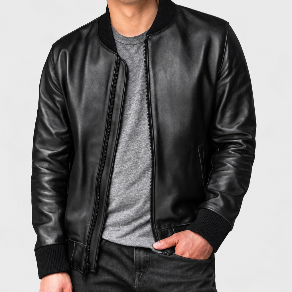 Addison Signature Leather Bomber Jacket