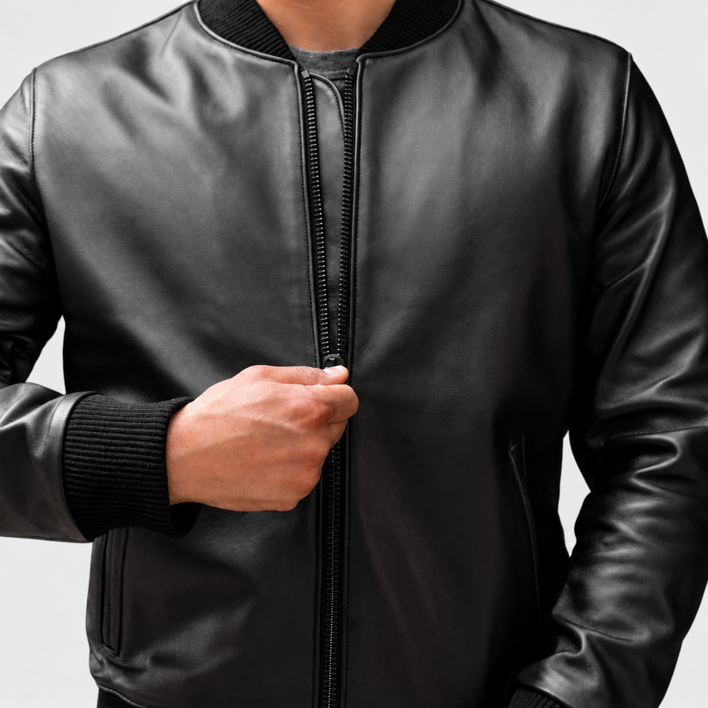 Addison Signature Leather Bomber Jacket