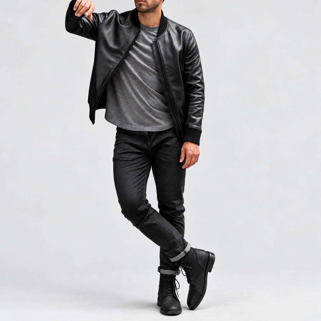 Addison Signature Leather Bomber Jacket