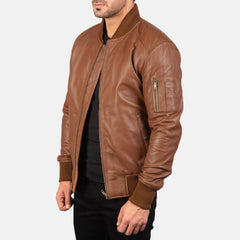 Heritage Whiskey Leather Bomber Jacket – MA-1