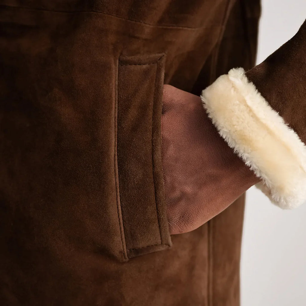 Charles Suede Shearling D-Breasted Coat