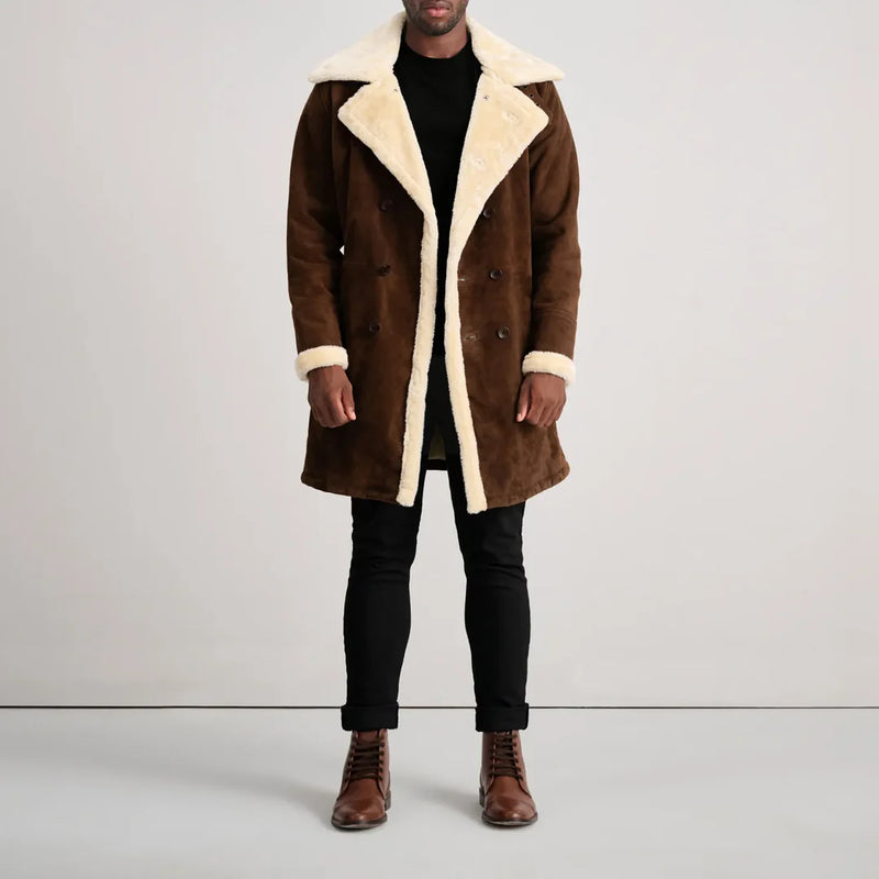 Charles Suede Shearling D-Breasted Coat
