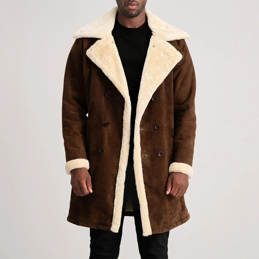 Charles Suede Shearling D-Breasted Coat