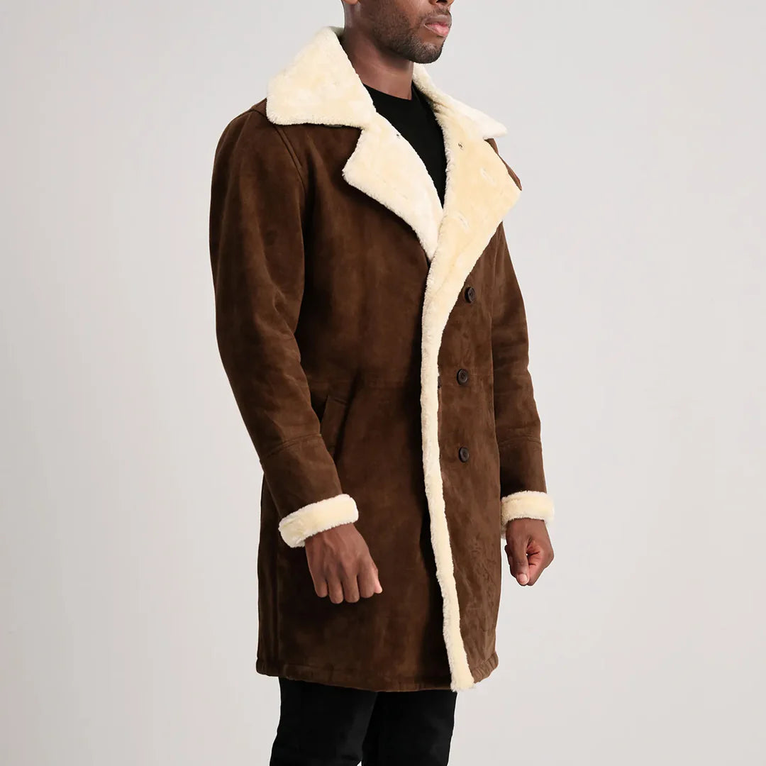 Charles Suede Shearling D-Breasted Coat