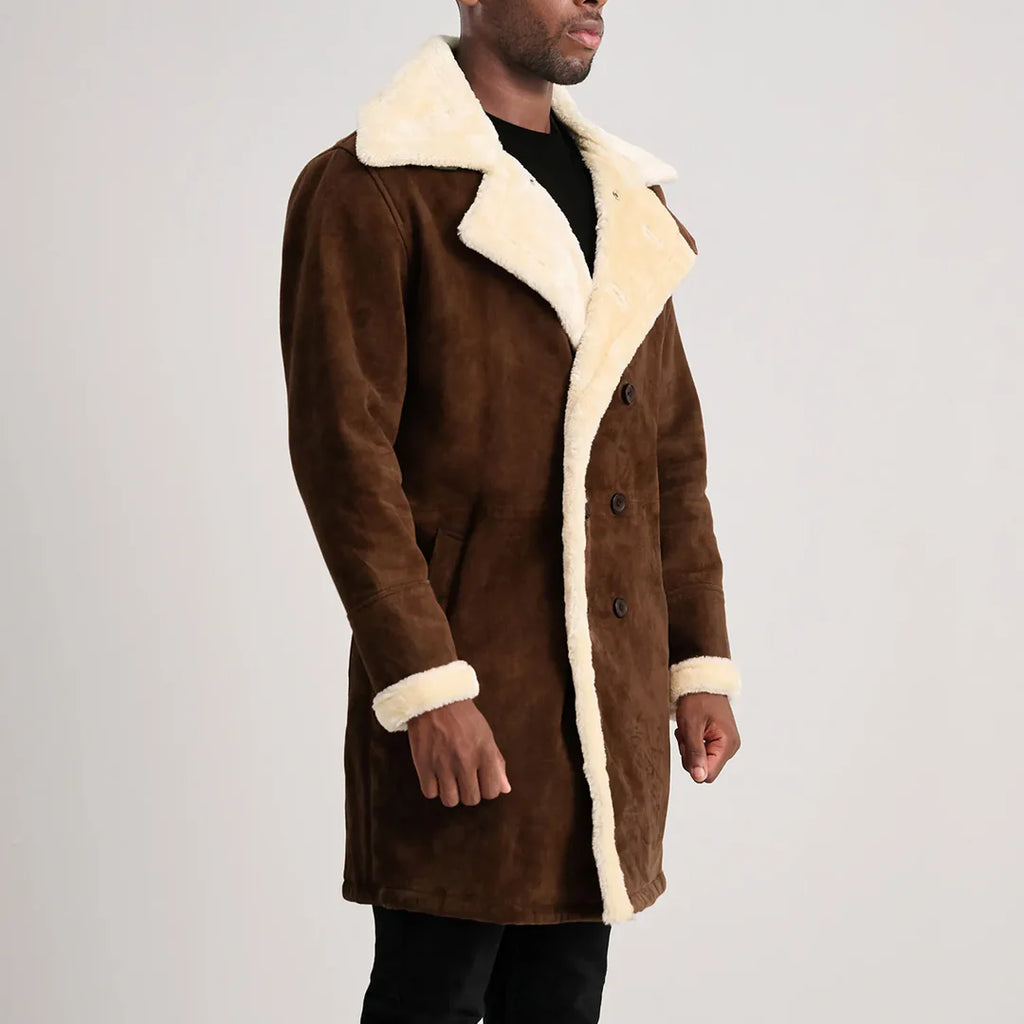 Charles Suede Shearling D-Breasted Coat