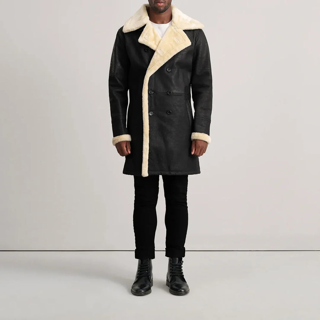 Charles Tumbled Shearling D-Breasted Coat
