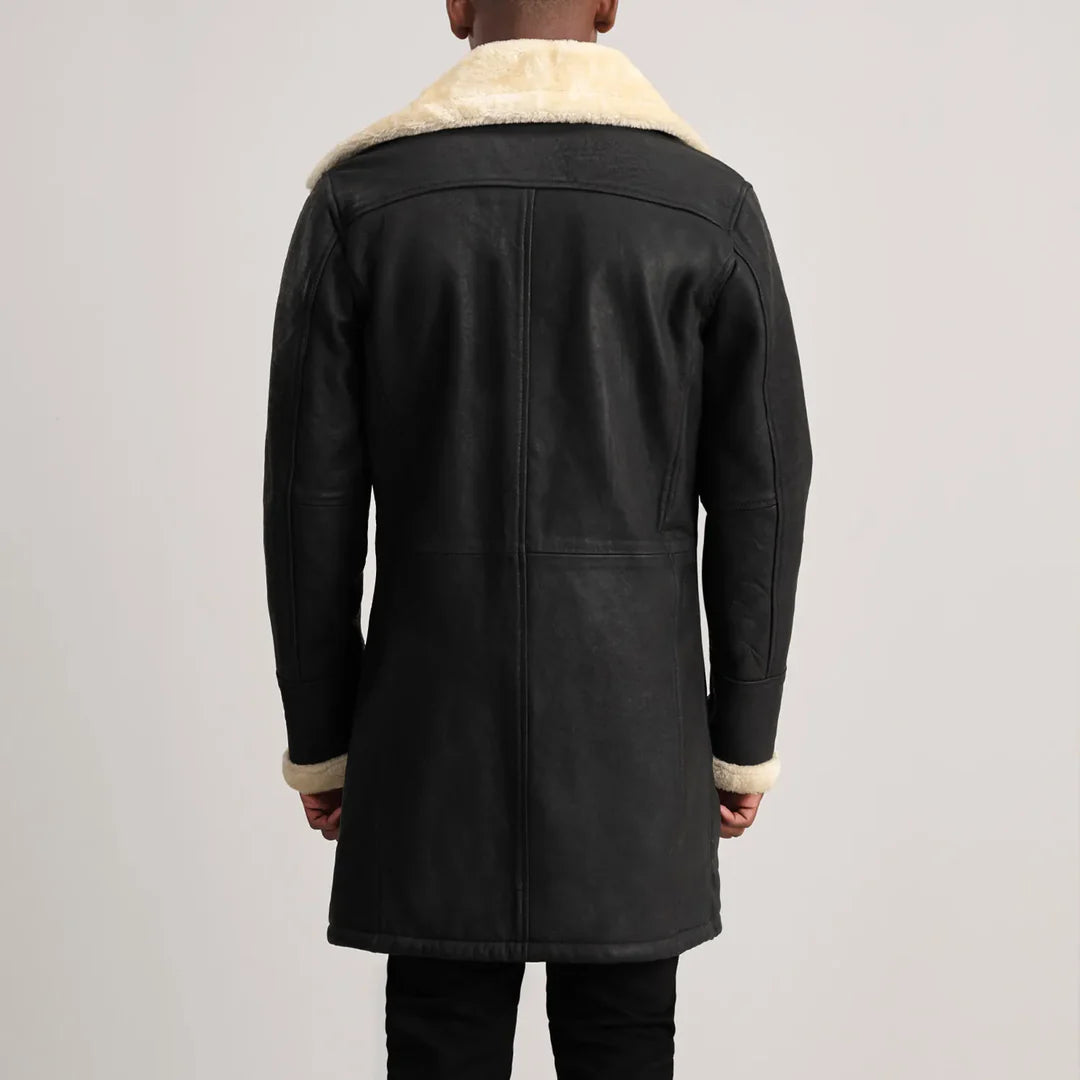 Charles Tumbled Shearling D-Breasted Coat