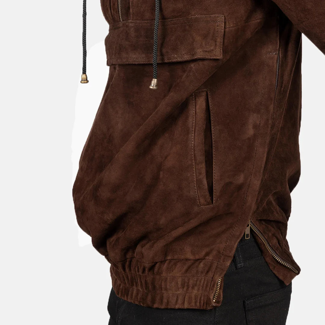 Mocha Ridge Suede Pullover Jacket