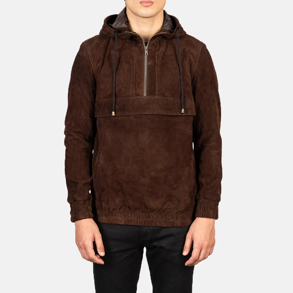 Mocha Ridge Suede Pullover Jacket