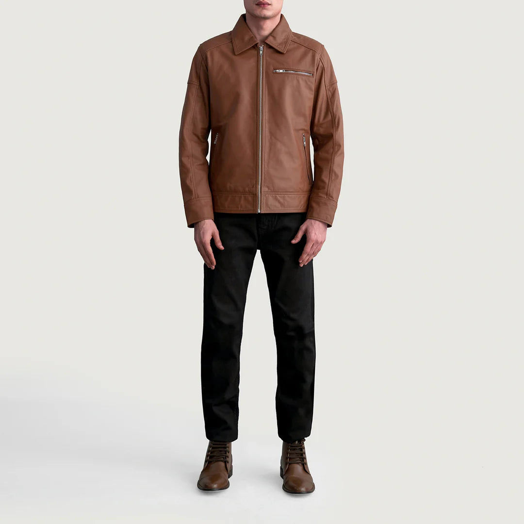 Lavendard Matte Brown Biker Jacket
