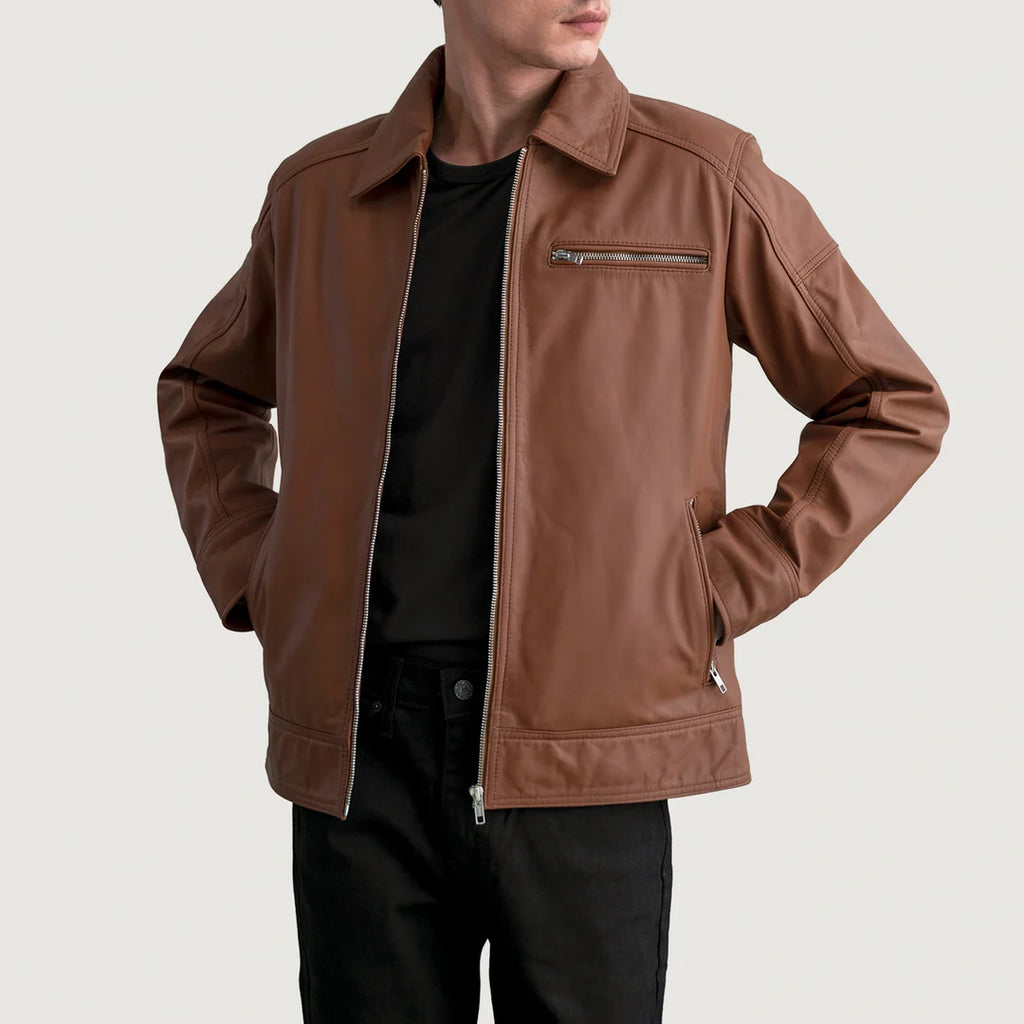 Lavendard Matte Brown Biker Jacket