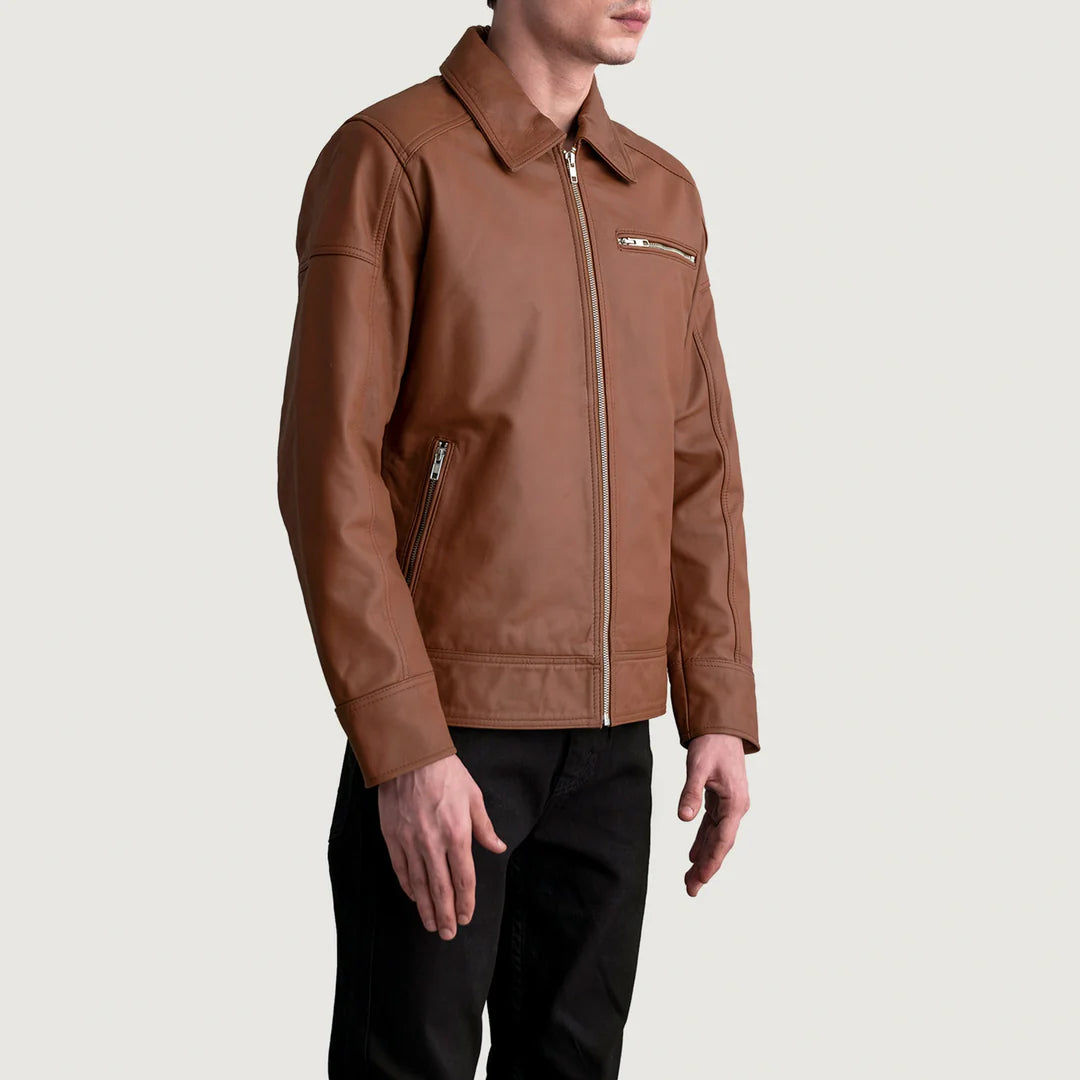 Lavendard Matte Brown Biker Jacket