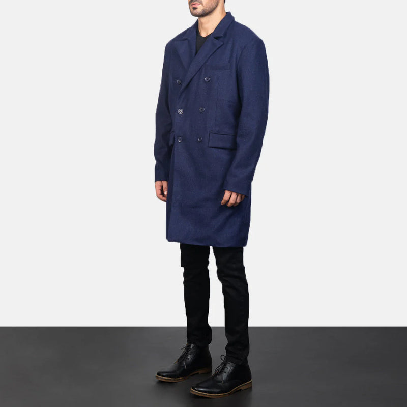 Claud Blue Double Breasted Coat