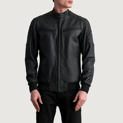 Sven Tumbled Black Leather Biker Jacket