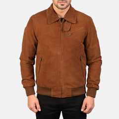 Tomchi Tan Suede Bomber Leather Jacket