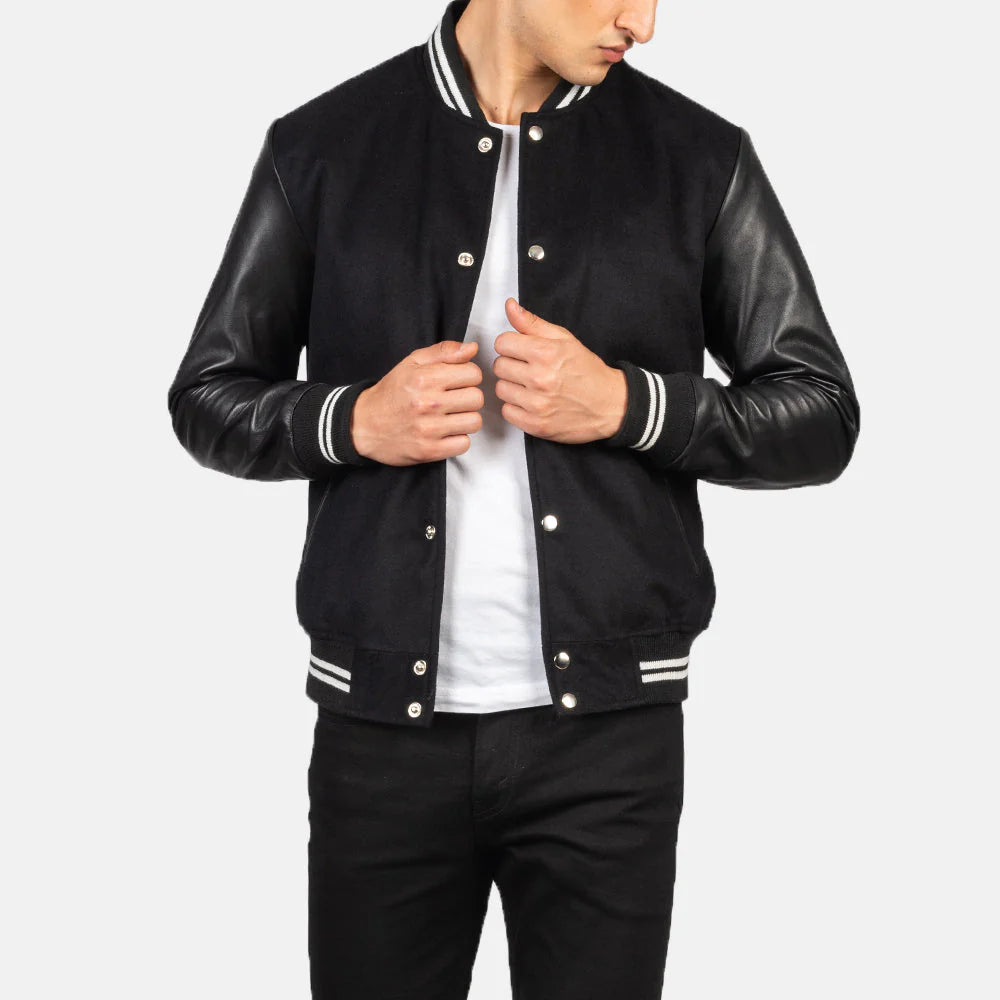 Vaxton Striped Hybrid Varsity Jacket