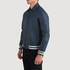 Walton Azure Leather Varsity Jacket