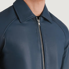 Walton Azure Leather Varsity Jacket