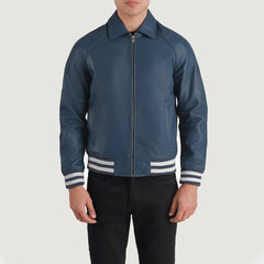Walton Azure Leather Varsity Jacket