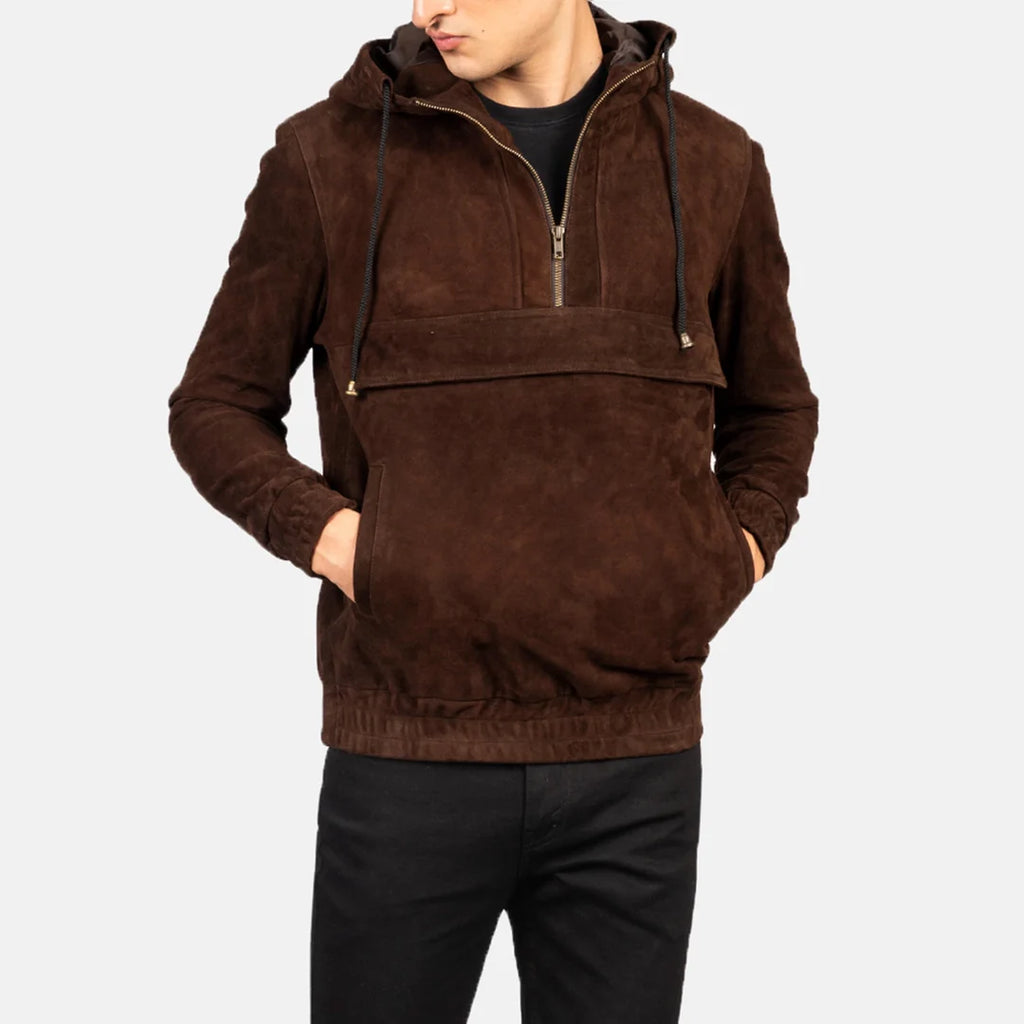 Mocha Ridge Suede Pullover Jacket