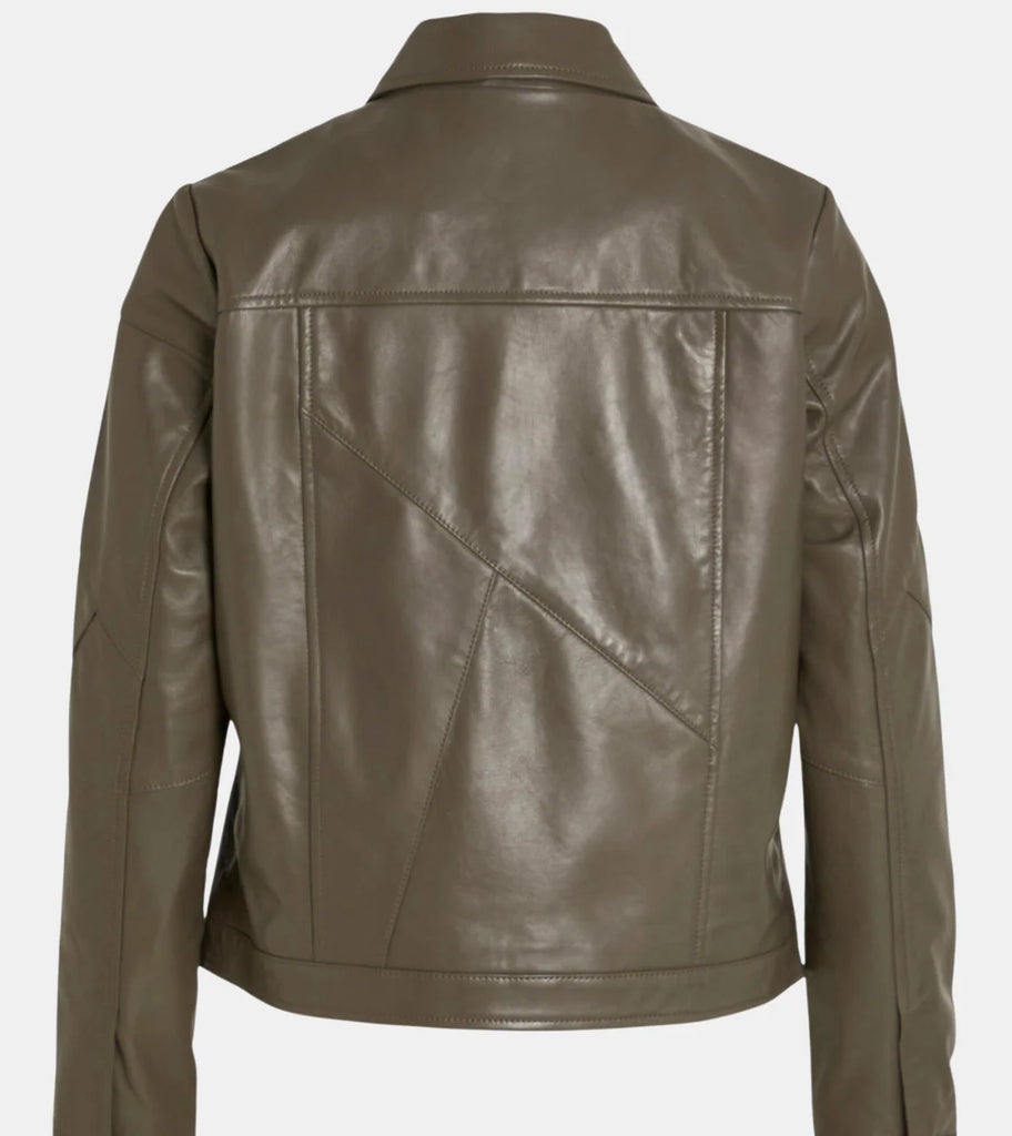 Liora Olive Green Leather Jacket