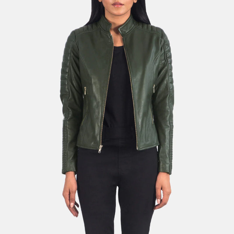 Adalyn Emerald Quilted Biker Jacket