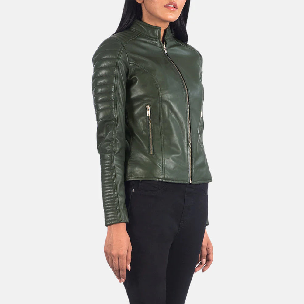 Adalyn Emerald Quilted Biker Jacket