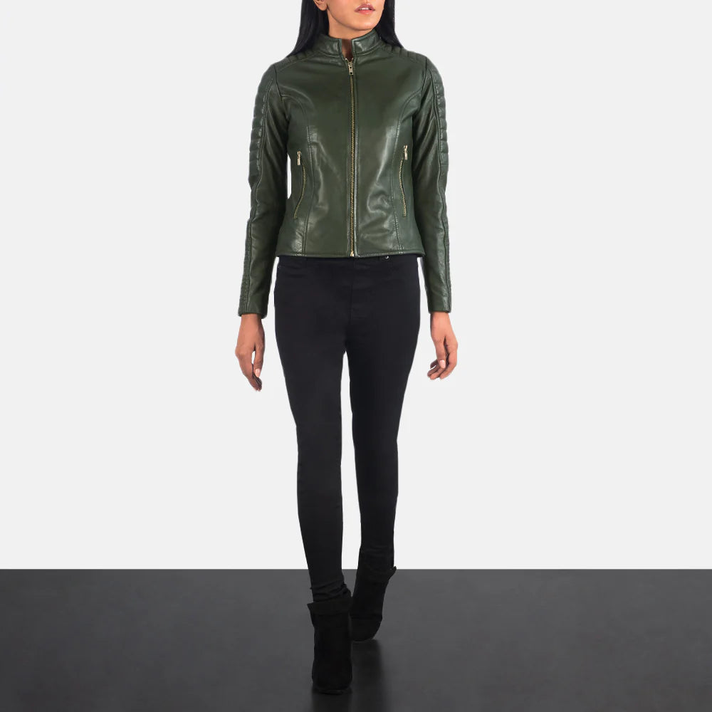 Adalyn Emerald Quilted Biker Jacket