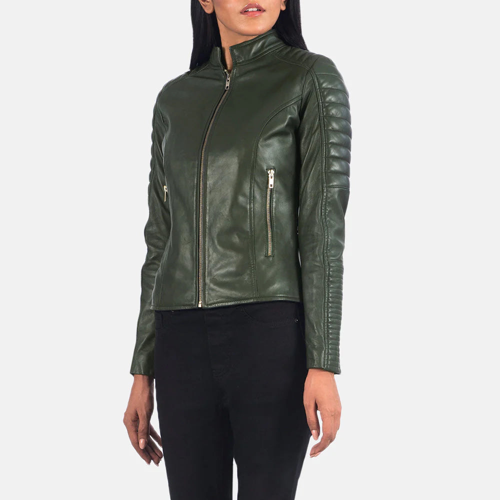 Adalyn Emerald Quilted Biker Jacket
