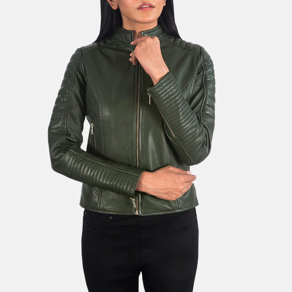 Adalyn Emerald Quilted Biker Jacket