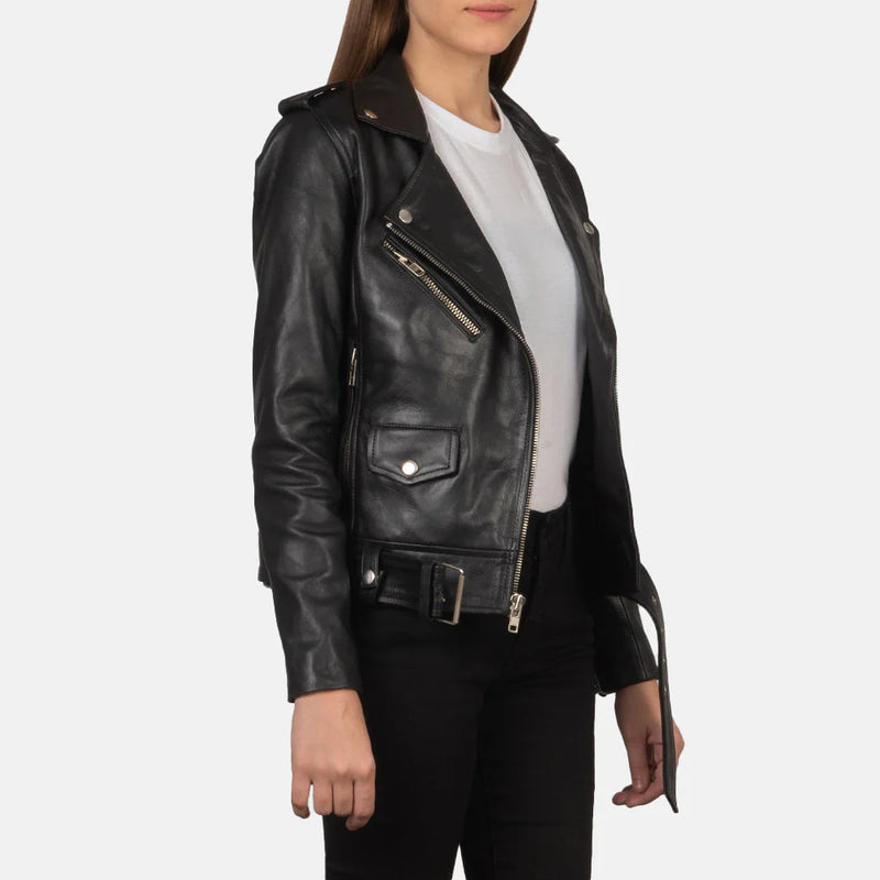 Alison Onyx Cowhide Biker Jacket