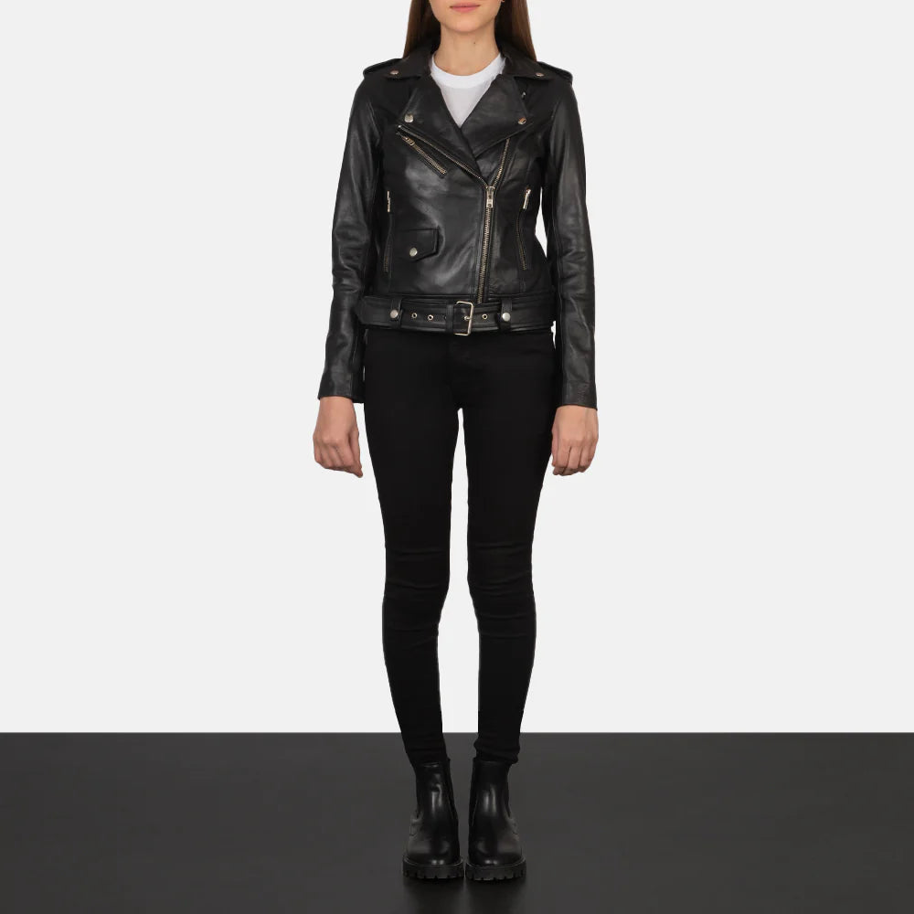 Alison Onyx Cowhide Biker Jacket
