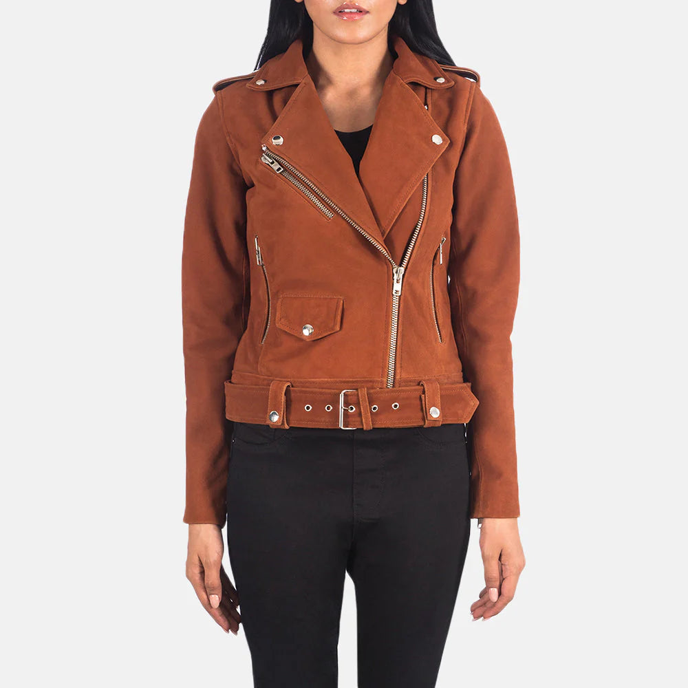 Alison Mocha Suede Biker Jacket