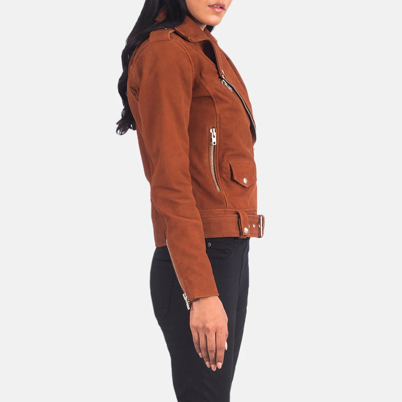Alison Mocha Suede Biker Jacket