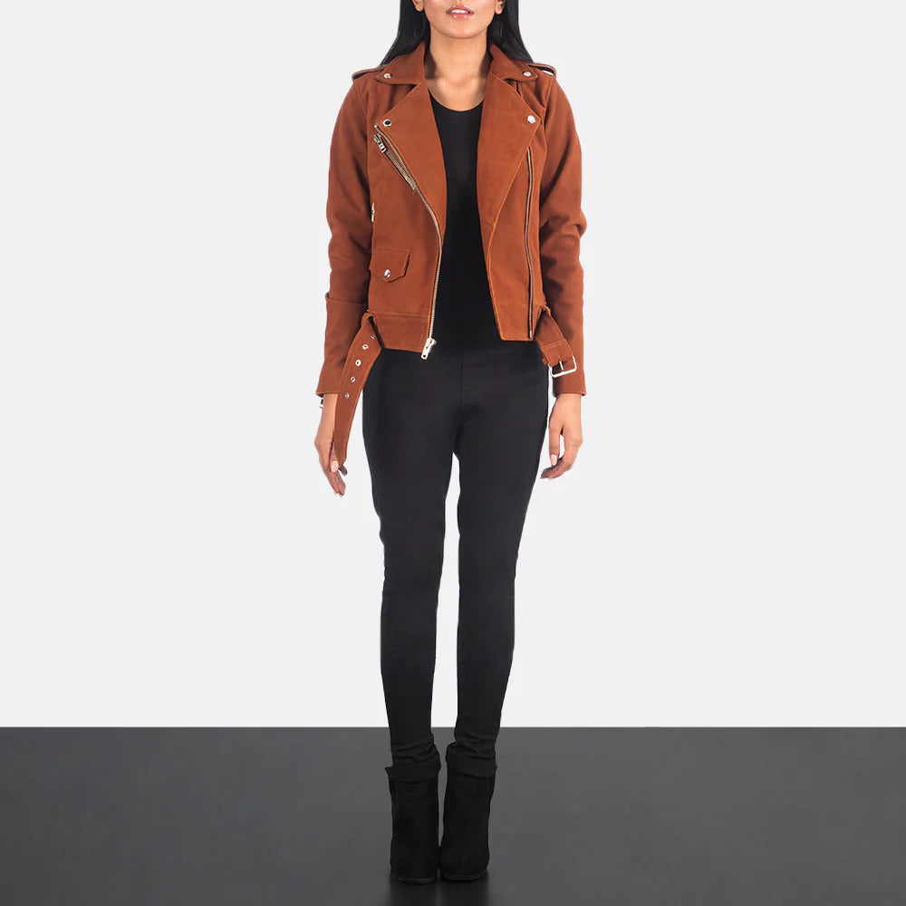Alison Mocha Suede Biker Jacket