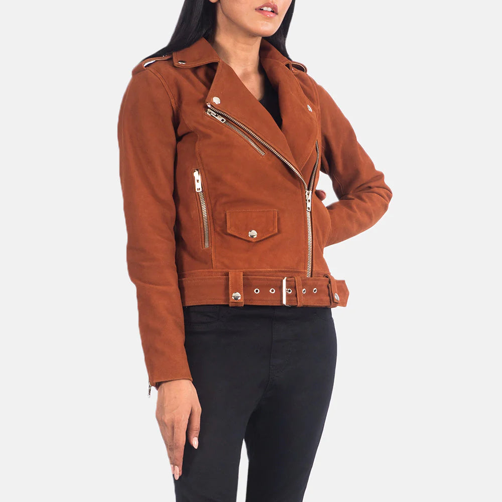 Alison Mocha Suede Biker Jacket
