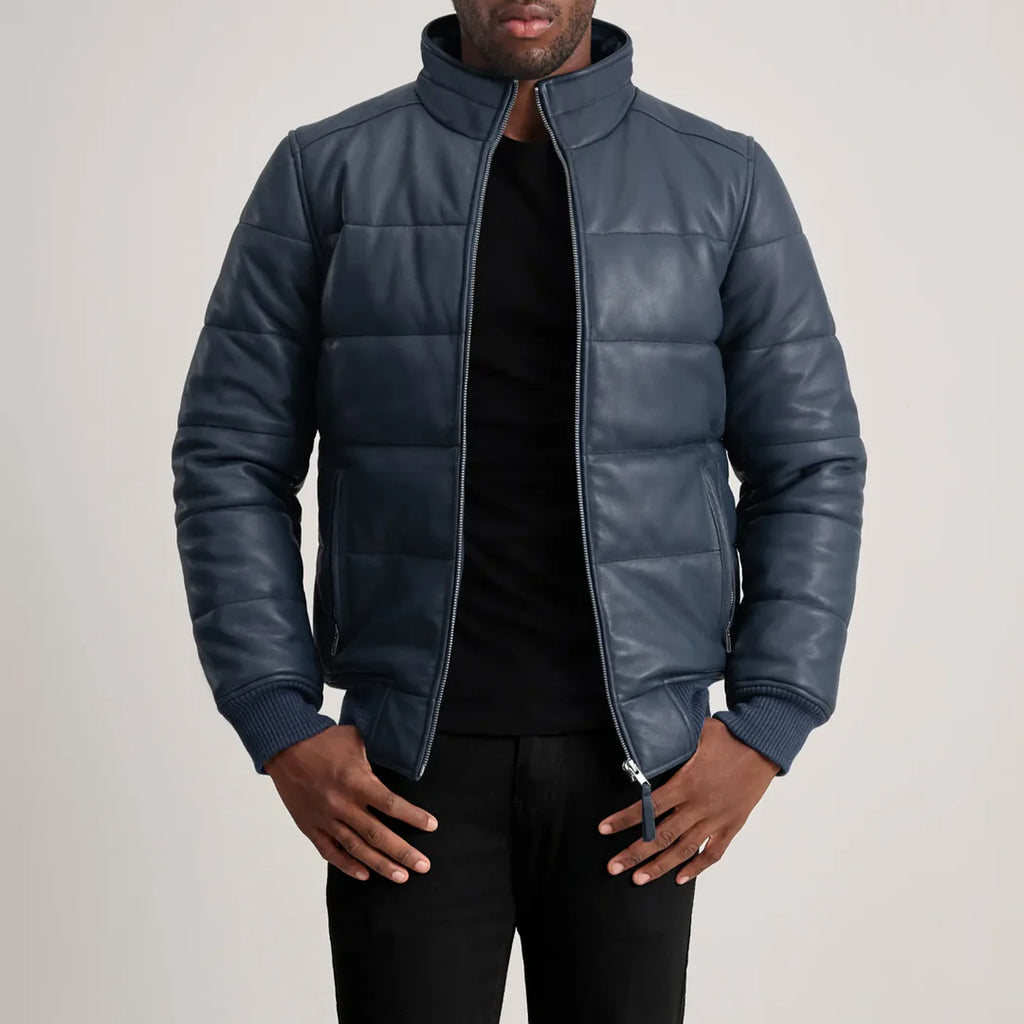 Lucas Blue Puffer Bomber Jacket