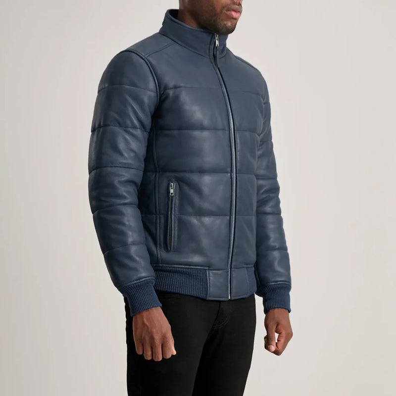 Lucas Blue Puffer Bomber Jacket