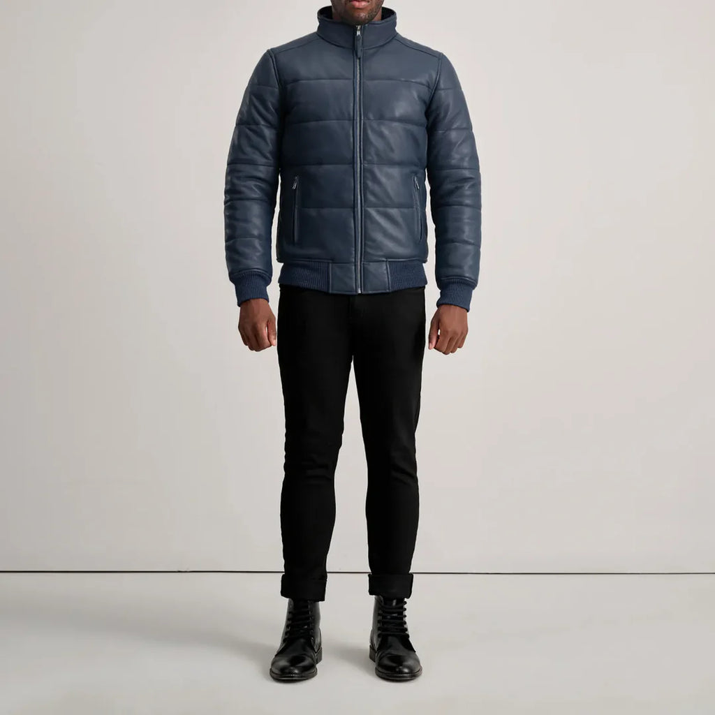 Lucas Blue Puffer Bomber Jacket