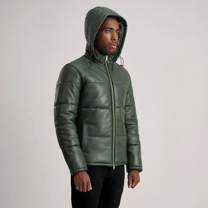 Gordon Green Hooded Leather Puffer Jacket